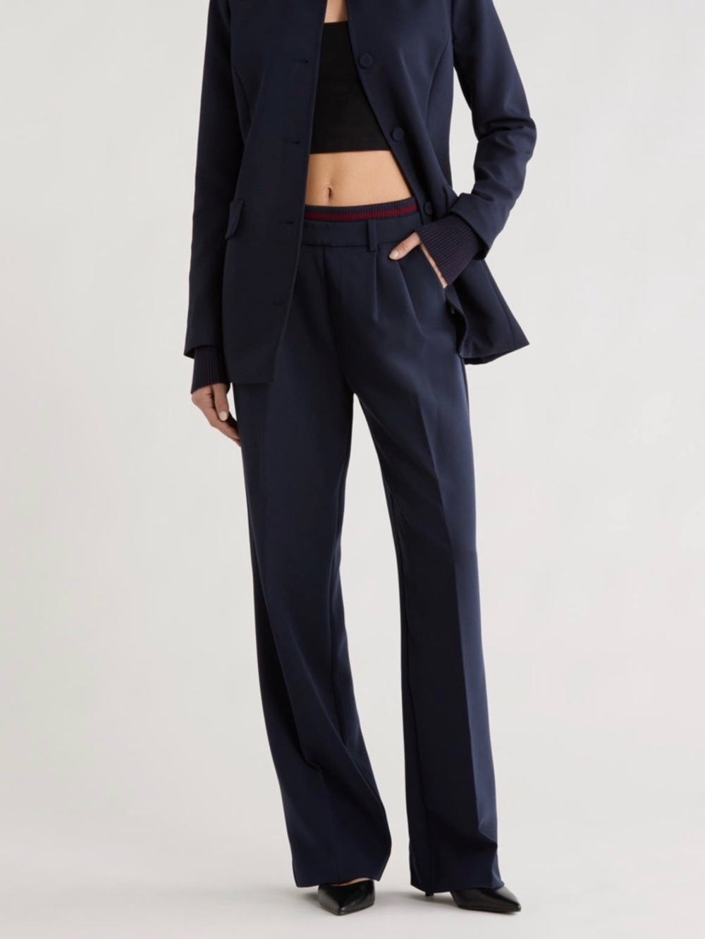 Favorite Daughter The Varsity Pant - Wide Leg XL - Navy Vino